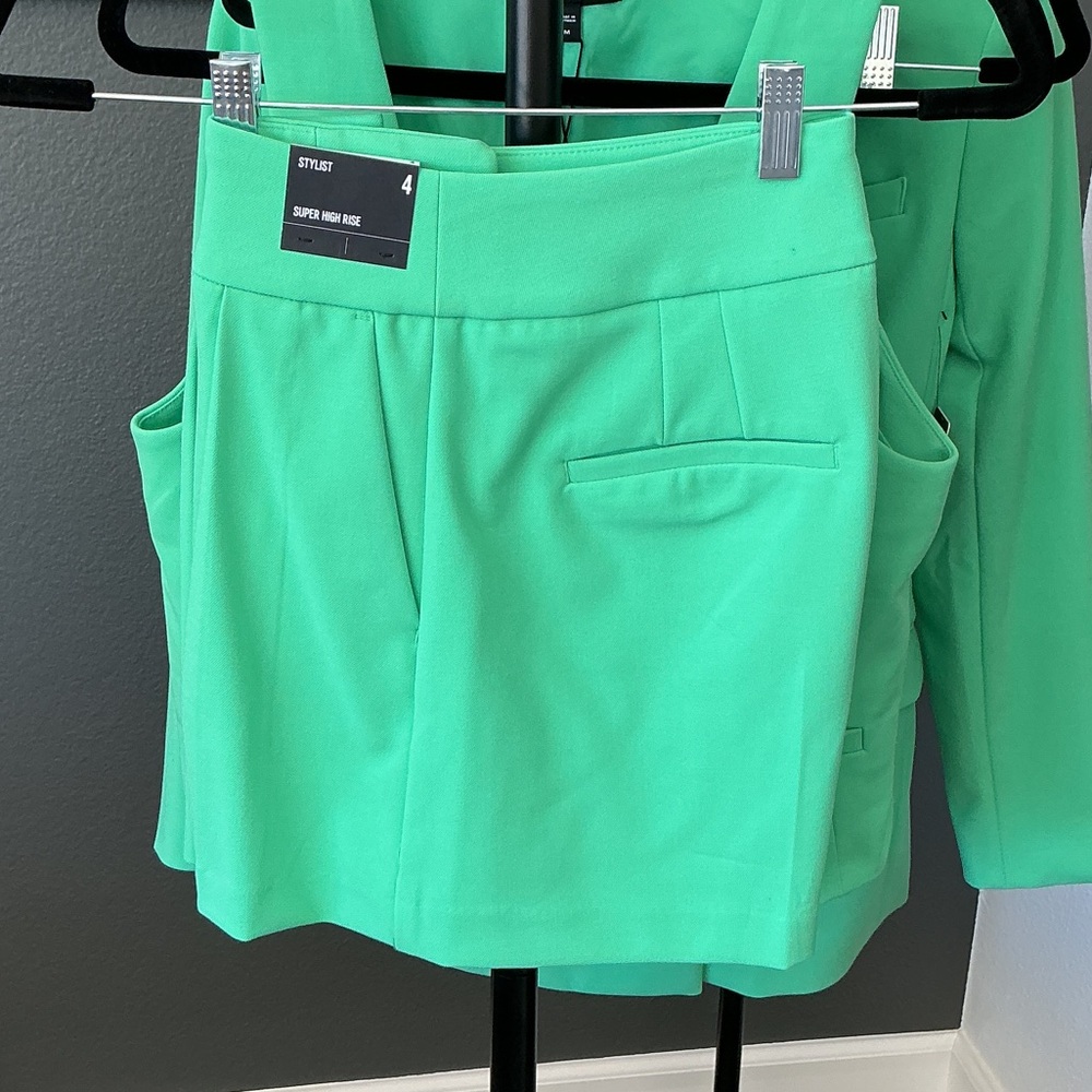 Express Mint Green Double-Breasted Blazer 4 Piece Shorts Suit NWT 6 - Picture 3 of 5